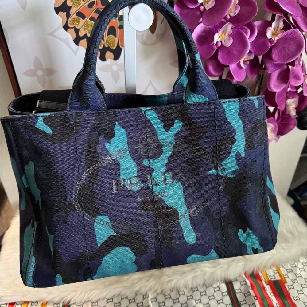 #030 Prada Camouflage Blue and Black and purple  with adjustable strap - Picture 11 of 16